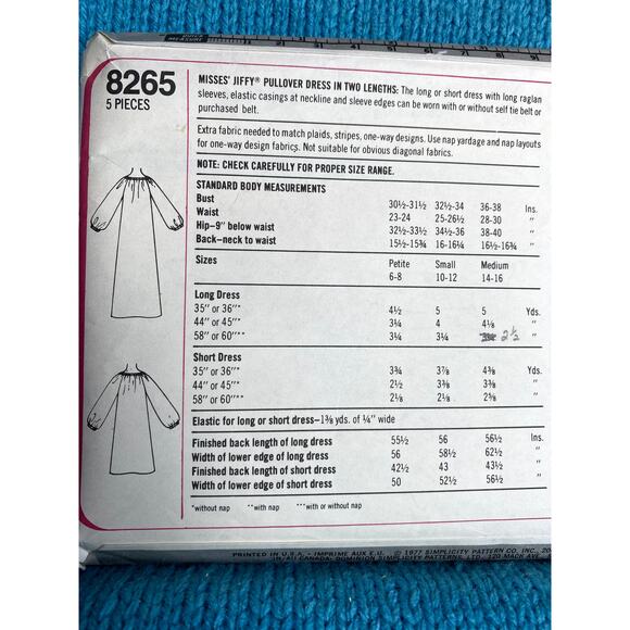 Simplicity 8265 Sewing pattern knit dress scoop neck 1970s size 10 - Picture 4 of 5